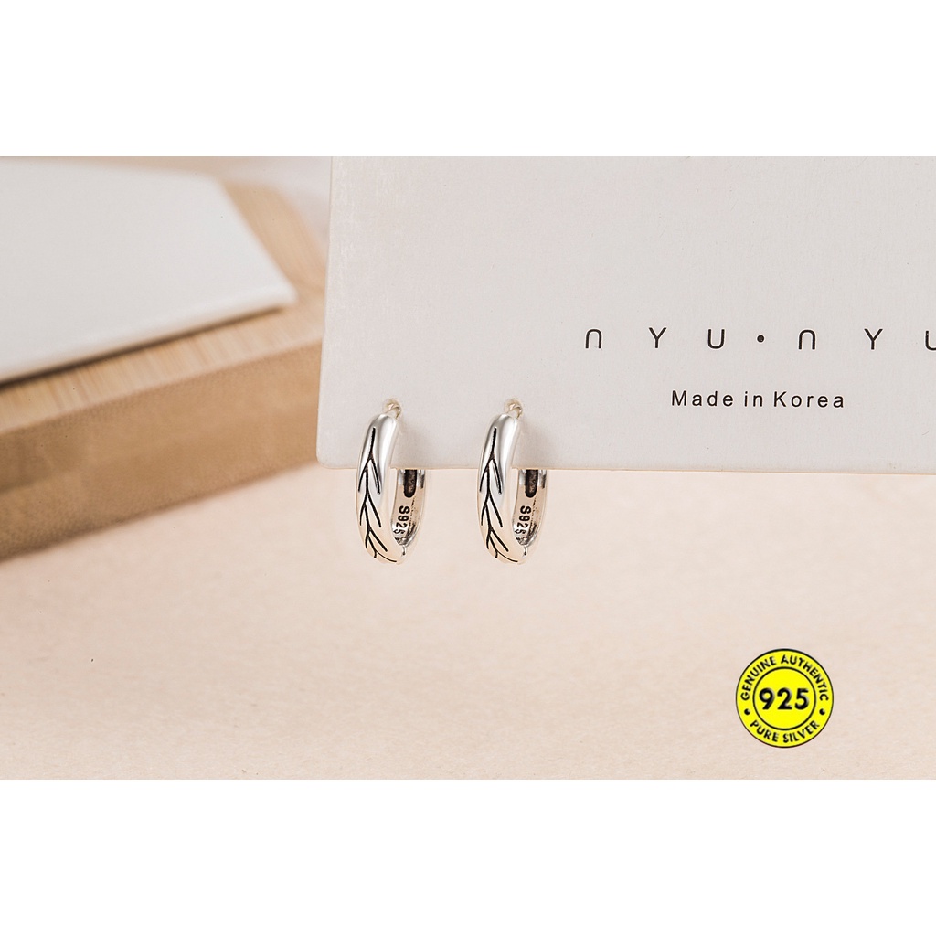 Anting S925 Alloy Perak Pria Sinomenium Acutum Earrings U1188