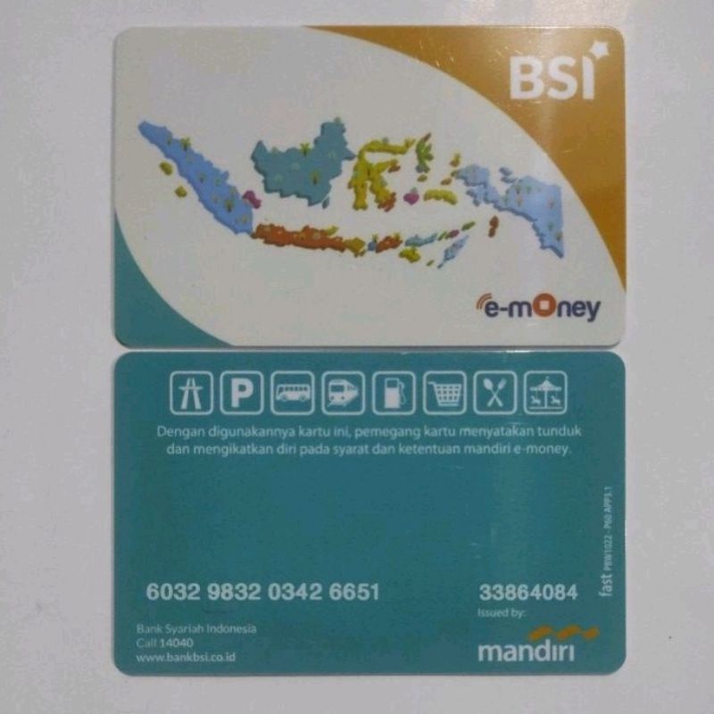 Mandiri eMoney Bank Syariah Indonesia (BSI) ORI /Like eTOLL Tapcash Flazz or Brizzi