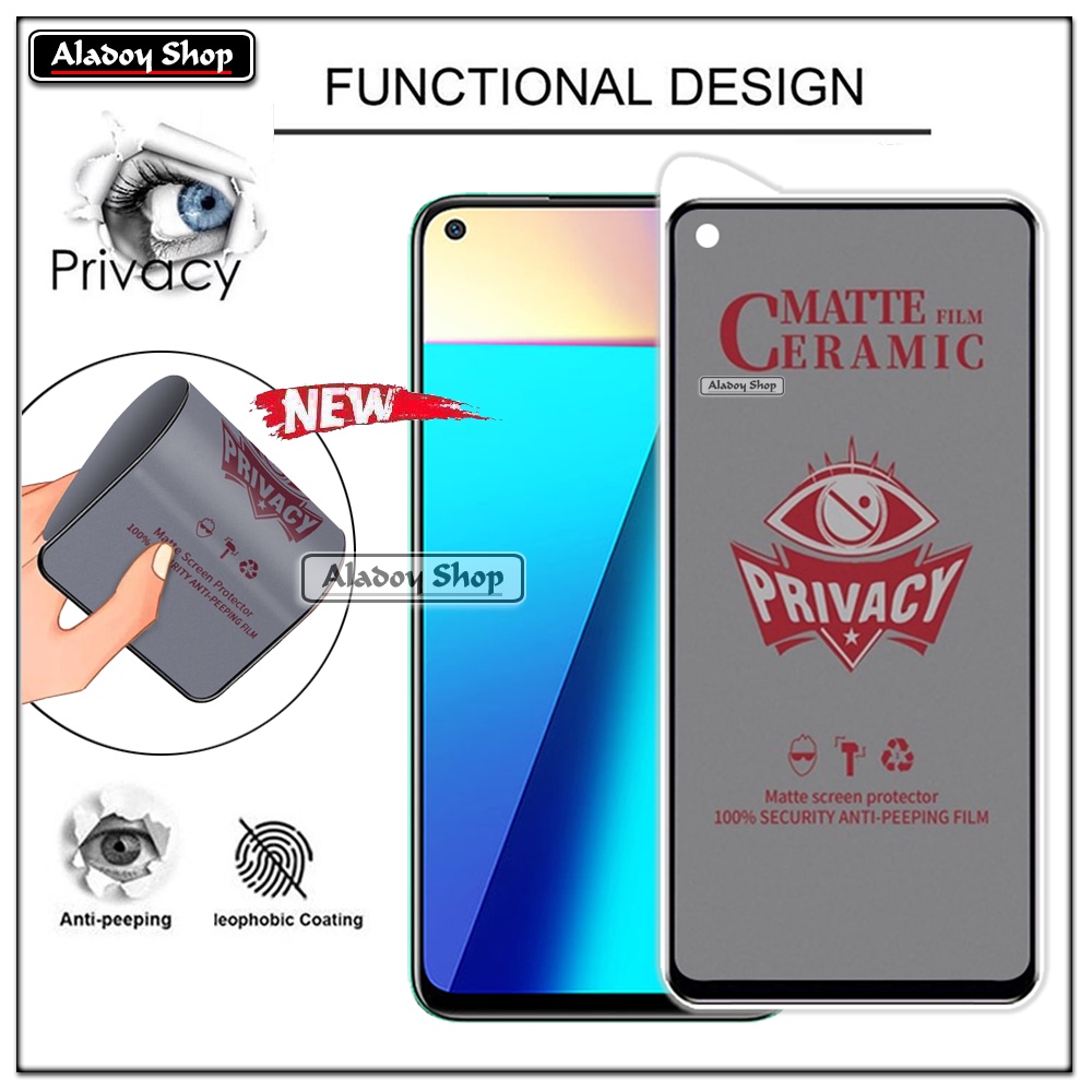 Tempered Glass Anti SPY Infinix Note 7 Anti Gores Privacy + Tempered Glass kamera dan Skin Carbon