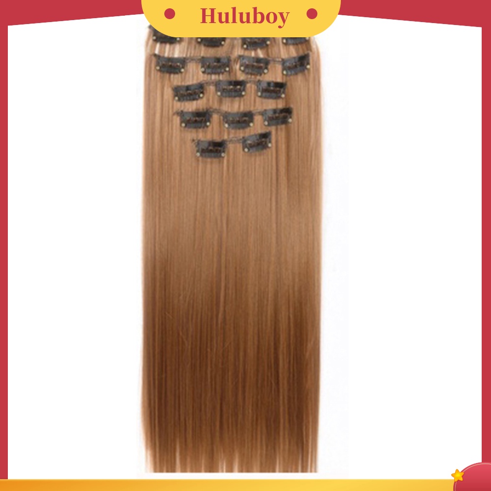 Wig Rambut Extension Model Panjang Keriting Lurus Dengan 16 Klip Untuk Wanita