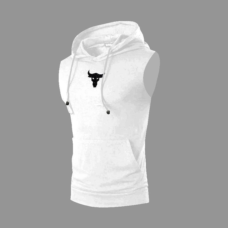 Hoodie gym rompi tanpa lengan logo (bordir)