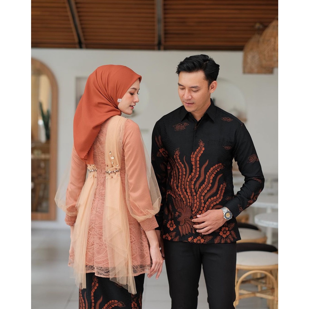 SET COUPLE NADINE ORANGE / KEBAYA TERBARU KEBAYA WISUDA KEBAYA TUNANGAN KEBAYA LAMARAN KEBAYA ORI