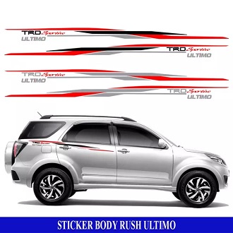 stiker body rush TRD SPORTIVO hitam silver merah / silver merah