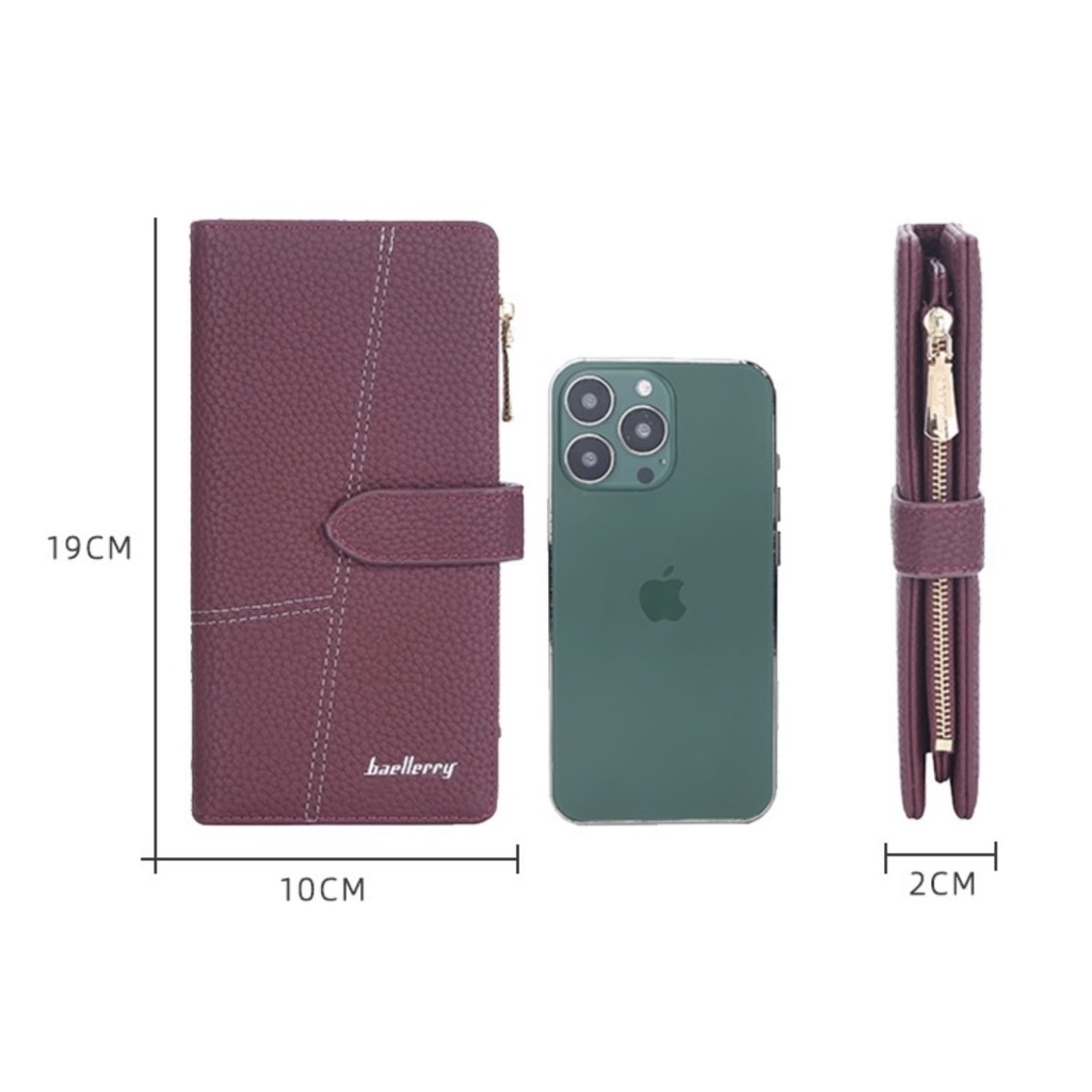 DOMPET LIPAT PANJANG WANITA KULIT BAELLERRY ORIGINAL BURGUNDY WA618M2 IMPORT KESACHI KOREA SLOT KARTU RESLETING UANG KOIN BRANDED REMAJA CEWEK KEKINIAN PREMIUM MURAH BATAM