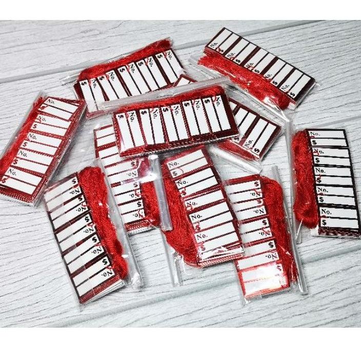 

(Etalase(L23Q)♫♪) Bandrol / Price Tag / Label Harga Perhiasan1 Pack Isi 100 - merah - gold bisa cod