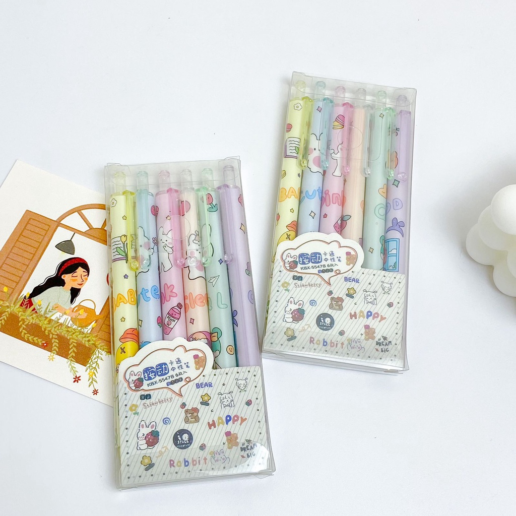 

BISA DI HAPUS TINTA BIRU PEN CETEK CEWE CUTE 1 SET 6 PCS PULPEN CETEK GEL ALAT TULIS TERMURAH BISA GROSIRAN