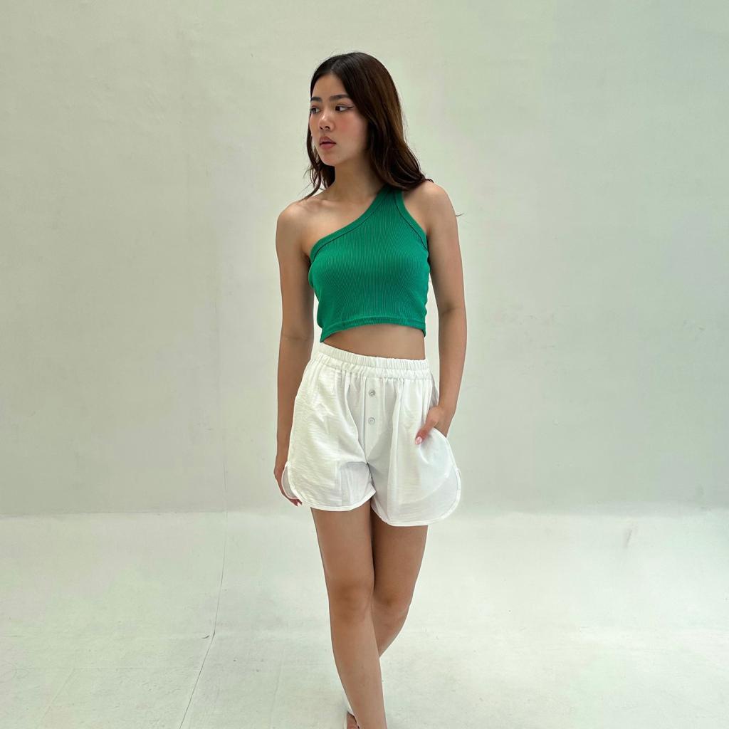 RUE TOP | Ribbed Tank Top Summer Crop Assymetric Tanktop Rib Basic Top