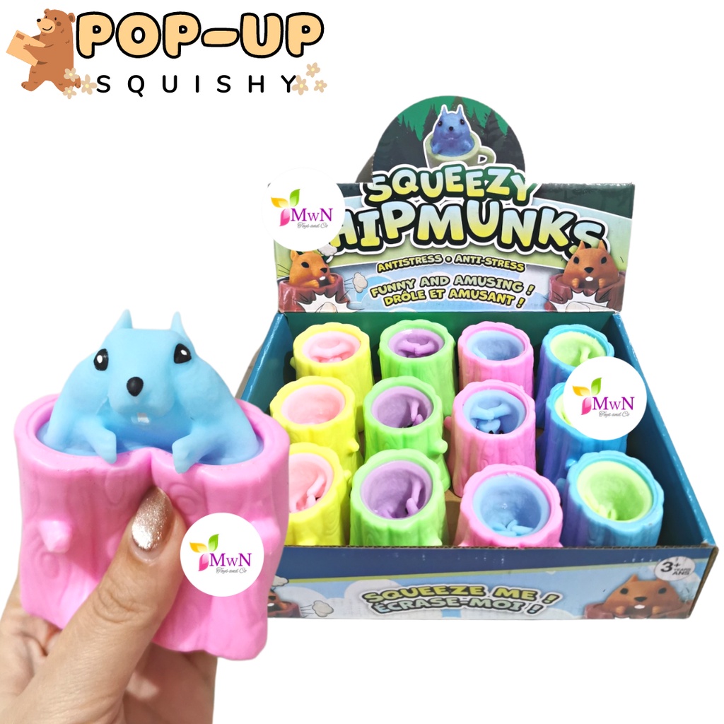 MWN Mainan Squishy Pop up Animal Tupai / Squishy Anti stress Tupai