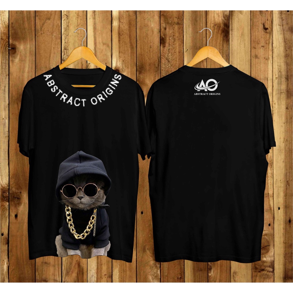 BISA COD THIRT Kaos Distro Oversize (M - 6XL) Motif Kucing Kalung Emas Kaos Pria Wanita Aesthetic Bi