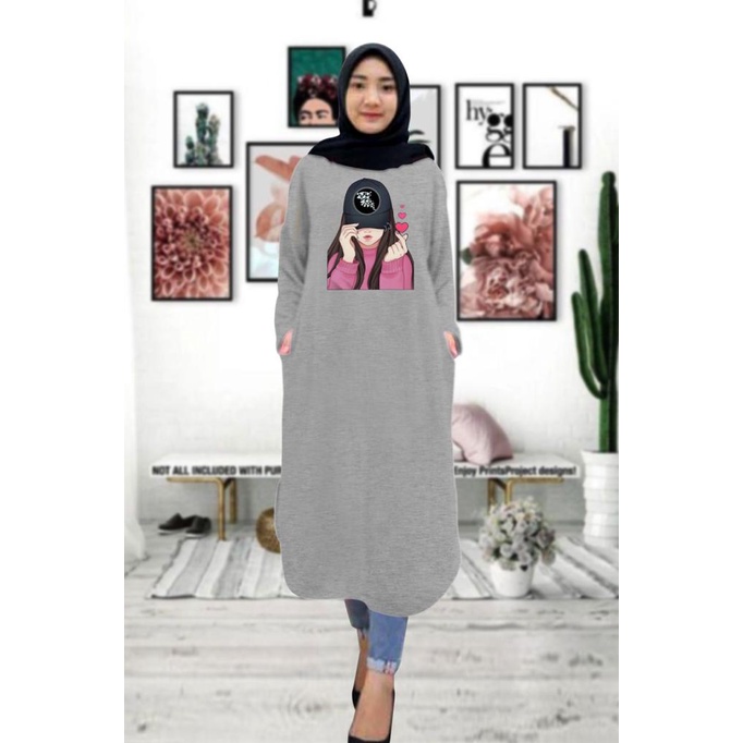 Tunik wanita DTF CEWEK TOPI / tunik murah / tunik kekinian / tunik panjang / tunik import / tunik jumbo