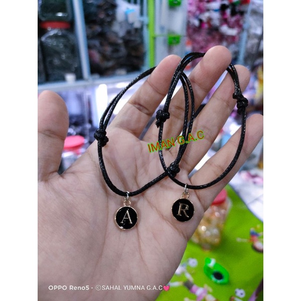 Gelang inisial epoxy/gelang huruf A-Z/gelang inisial tali satin