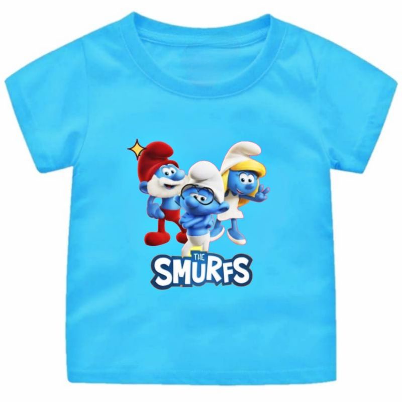 BAJU KAOS ANAK OEREMPUAN DAN LAKI LAKI KEKINIAN 1-12 TAHUN THE SMURF (2)