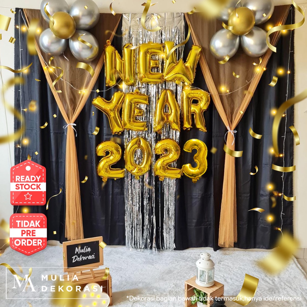 Dekorasi New Year Tahun Baru Backdrop PhotoBooth DIY Paket Mulia New Year