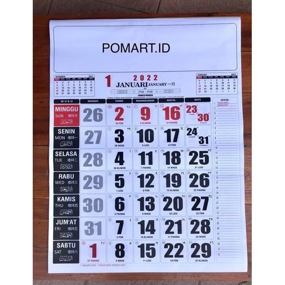 

✨NEW✨ - Kalender 2022 Polos Jumbo UK 67x55cm / Kalender Besar Jumbo 2022