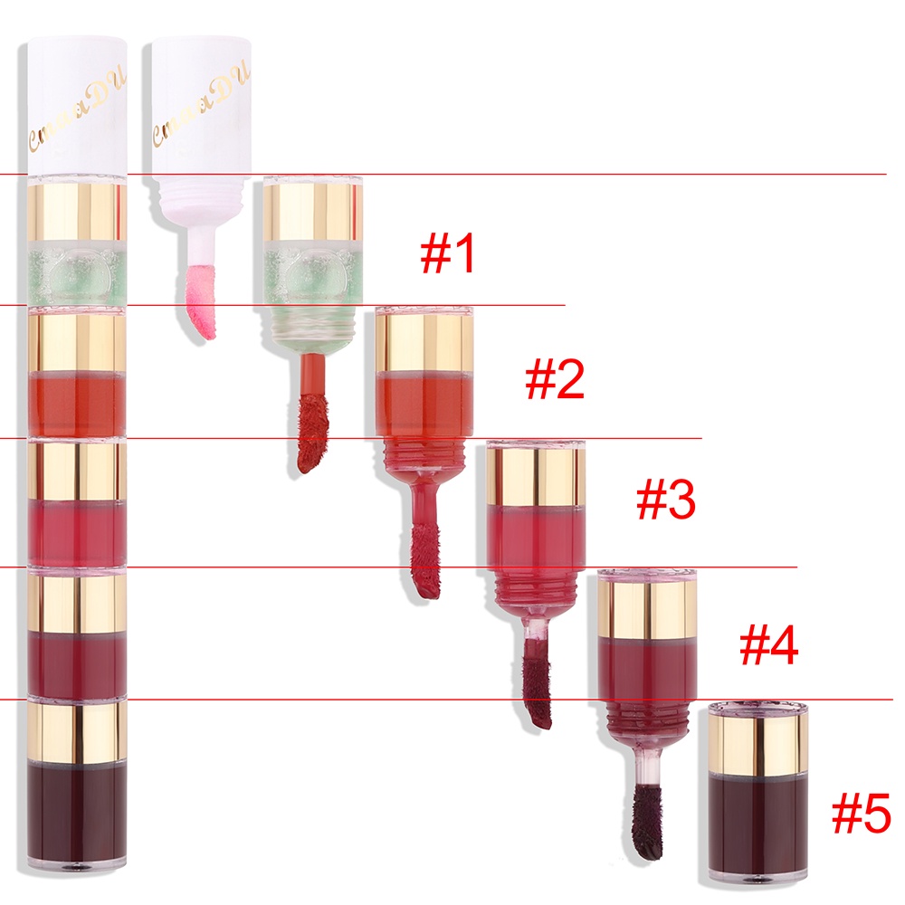 CMAADU 5 In 1 Five Colors Liquid Velvet Matte Lipstick for Lip Tint Lips Gloss 5 warna Long Lasting Waterproof