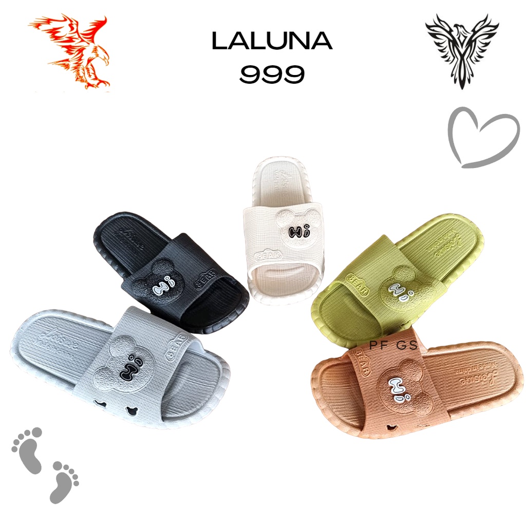 Sandal Selop Wanita LALUNA 999 Import Karet Motif Bear Lucu