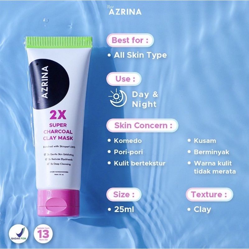 NEW AZRINA 2X SUPER CHARCOAL CLAY MASK 25ML