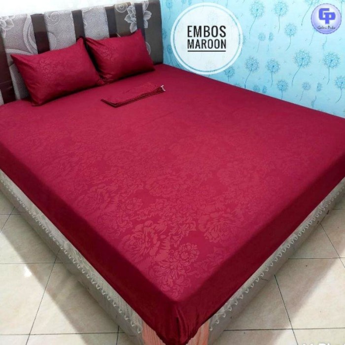 Galeripuko - Embos Merah Maroon - Sprei Katun Ukuran 180 Kasur King