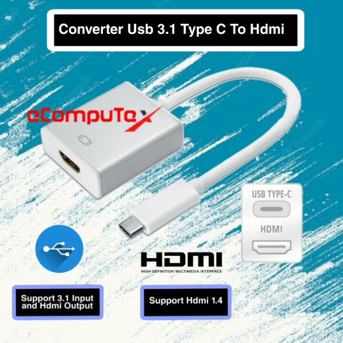 CONVERTER CABLE / KABEL KONVERTER USB 3.1 TYPE C TO HDMI 1.4 ADAPTER