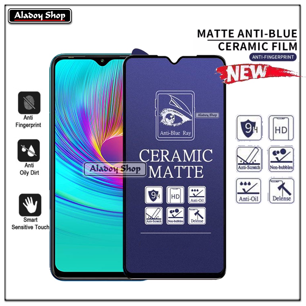 PAKET 3IN1 Anti Gores Blue Matte Anti Glare Infinix Hot 9 Play + Tempered Glass Camera dan Skin Carbon