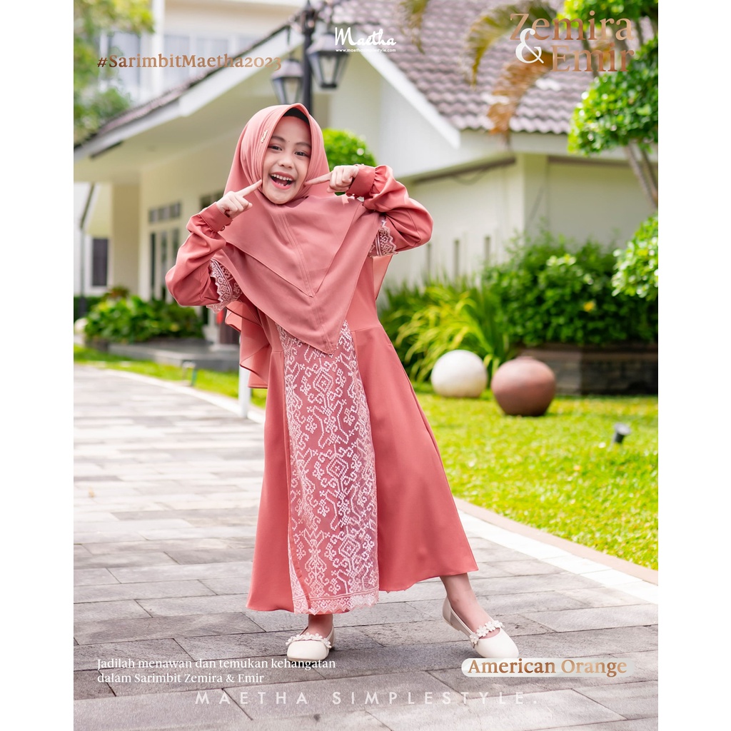 Maetha - Gamis Muslim Anak Zemira Series-American Orange