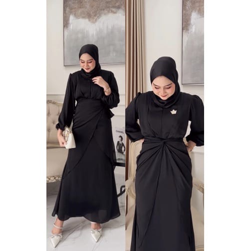 Shelin Dress Bahan CRADENZA SILK M-XXL / BAJU DEWASA MURAH TERBARU 2022 / Dress Pesta BUSUI WUDHU FRIENDLY