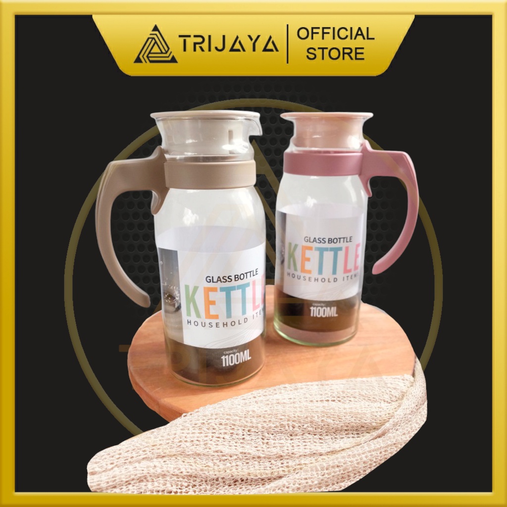 TEMPAT AIR MINUM TEKO KACA BOTOL MINUMAN AIR / PITCHER JAR JUG WATER AIR KACA 1100 ML