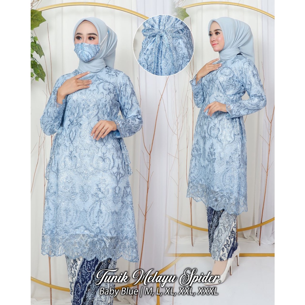 Kebaya tunik melayu jumbo Kebaya brokat modern pesta Baju outfit pesta kekinian kondangan pernikahan Size M L XL XXL