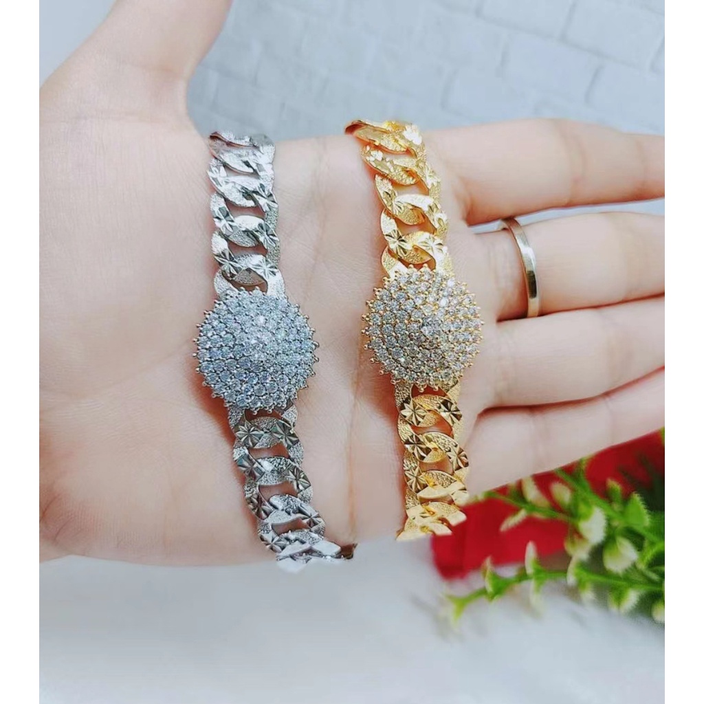 Gelang Xuping Mata Full Rantai Kombinasi Lapis Emas Perhiasan Fashion W15