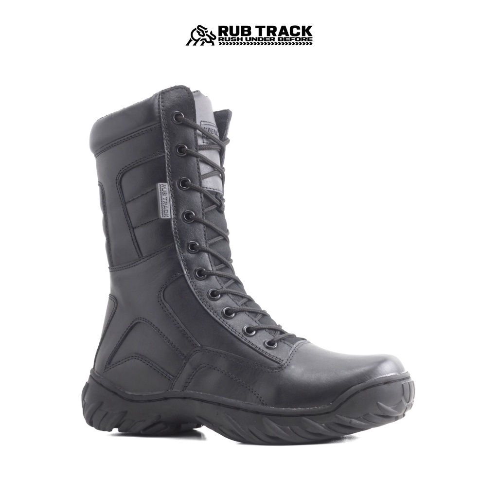 RUBTRACK - Sepatu Pdl Cyber Black Premium Bahan Kulit Asli Boots Tactical Pria Gagah Top Tactical Shoes