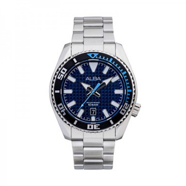 Alba AS9P39X1 AS9P39 Silver Blue Steel arloji pria original