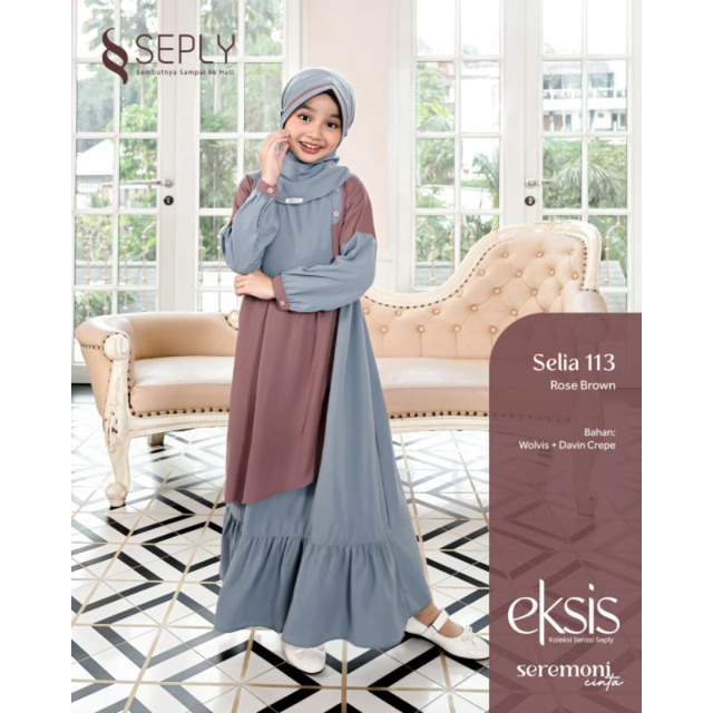 Seply Eksis 190 Rose Brown Meyra 125 Kaseo 158 Selia 113 Kliko 113 Baju Muslim Gamis Sarimbit Keluarga Family Series Terbaru Ori Lebaran 2023