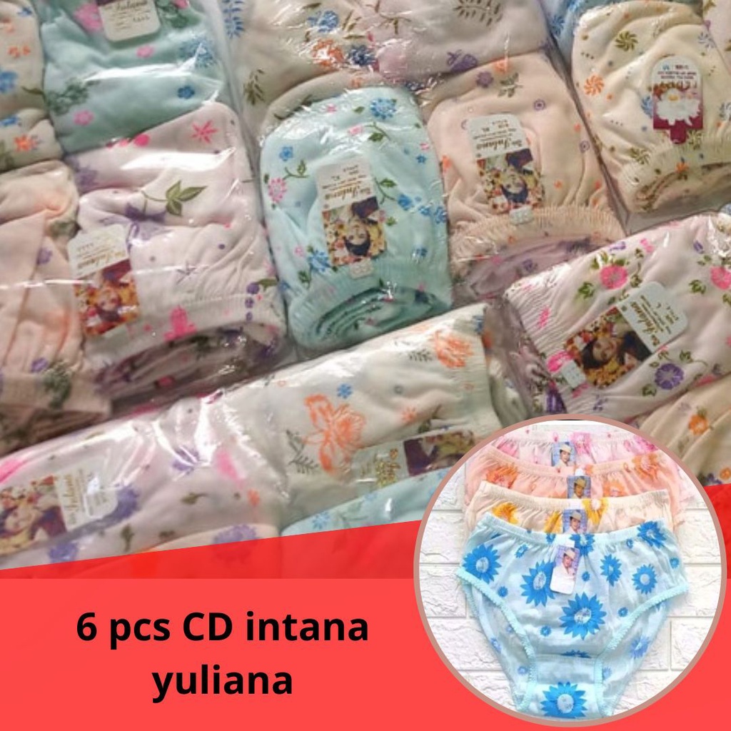 Bundling 6 pcs  yuliana intana celana dalam wanita motif bunga CD wanita perempuan motif bunga