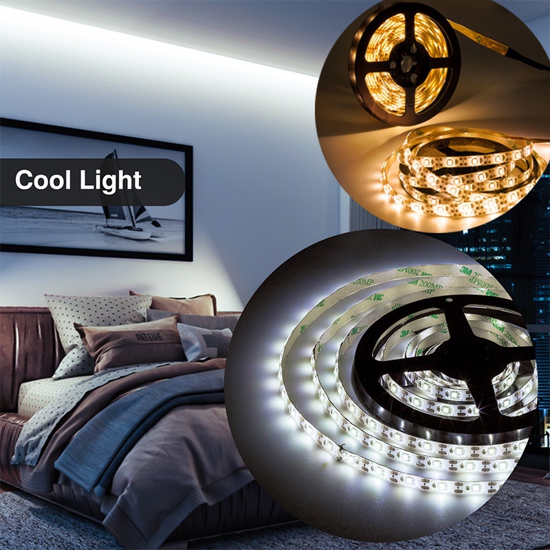 1m 60Leds Strip Light Baterai Powered Light Belt Cuttable Backlight Strips Self-Adhesive Pita Lampu Cars TV Decor Lighting Untuk Kamar Tidur Dapur Tangga Jembatan Kaki Lengkungan