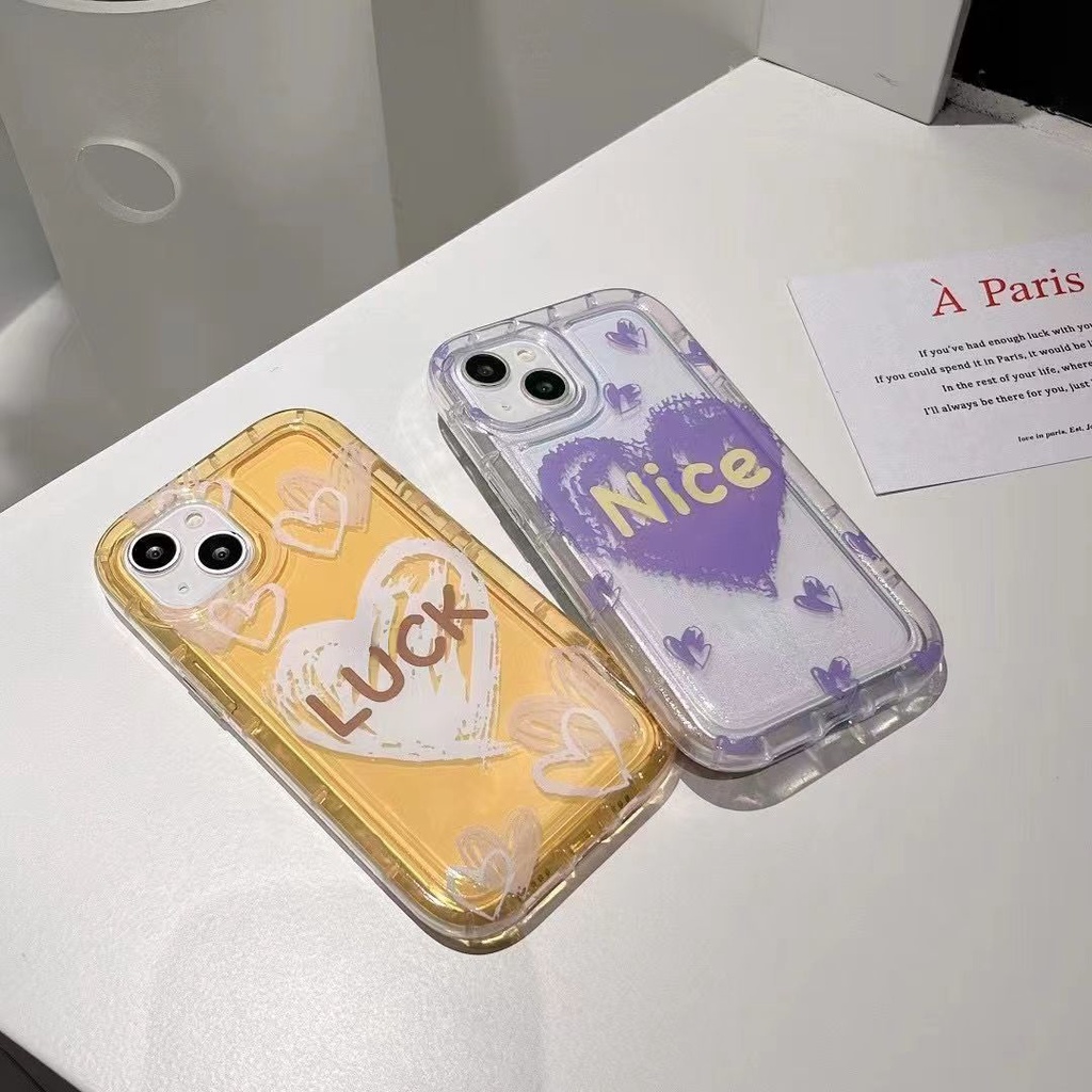 IPHONE Casing Love Phone Case Kompatibel Untuk Iphone14 13 12 11 Pro XS Max X XR Transparan Tpu7 8 6 6S Plus Shockproof Casing Cover