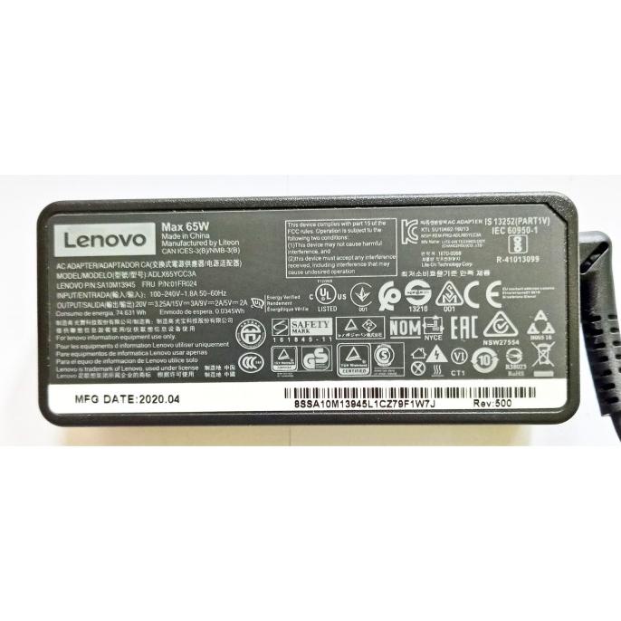 Adaptor Charger Lenovo Thinkpad T580 T480 T480S L380 L480 X280 65W