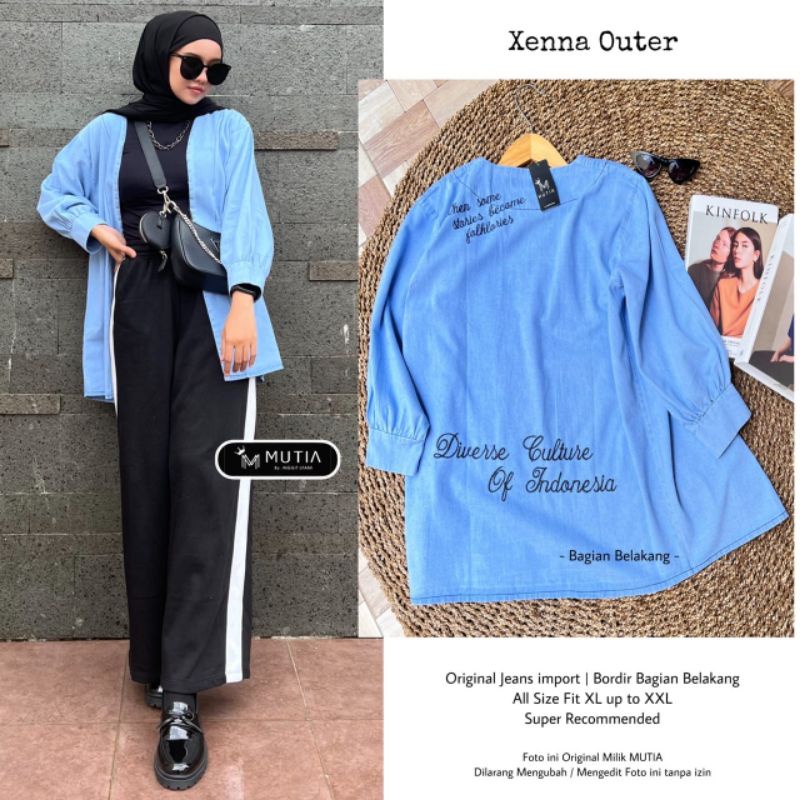 XENNA OUTER BY MUTIA / OUTER JEANS WANITA MUSLIMAH / Atasan jeans wanita premium solo