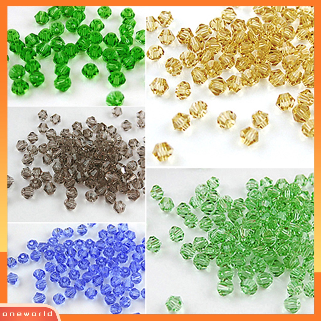 Manik Spacer Loose Kristal Imitasi Bentuk Bicone untuk Membuat Perhiasan 4mm 100Pcs