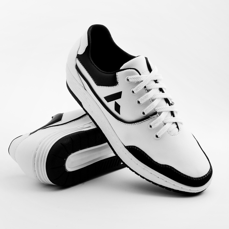 TAURUS WHITE - Sepatu Sneakers Pria Casual Santai Kuliah Kulit Tali Original