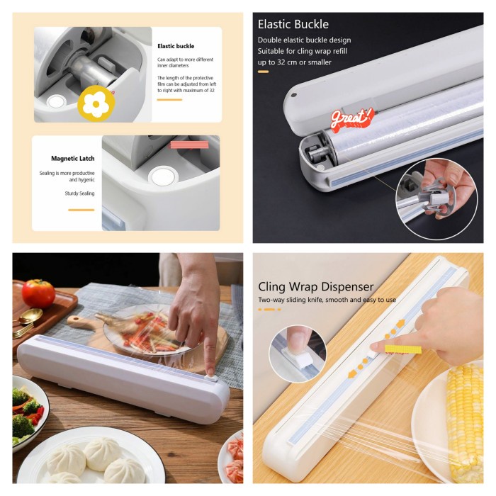 Dispenser Plastik Foil Makanan Plastik Cling Wrap Alat Pemotong Cutter