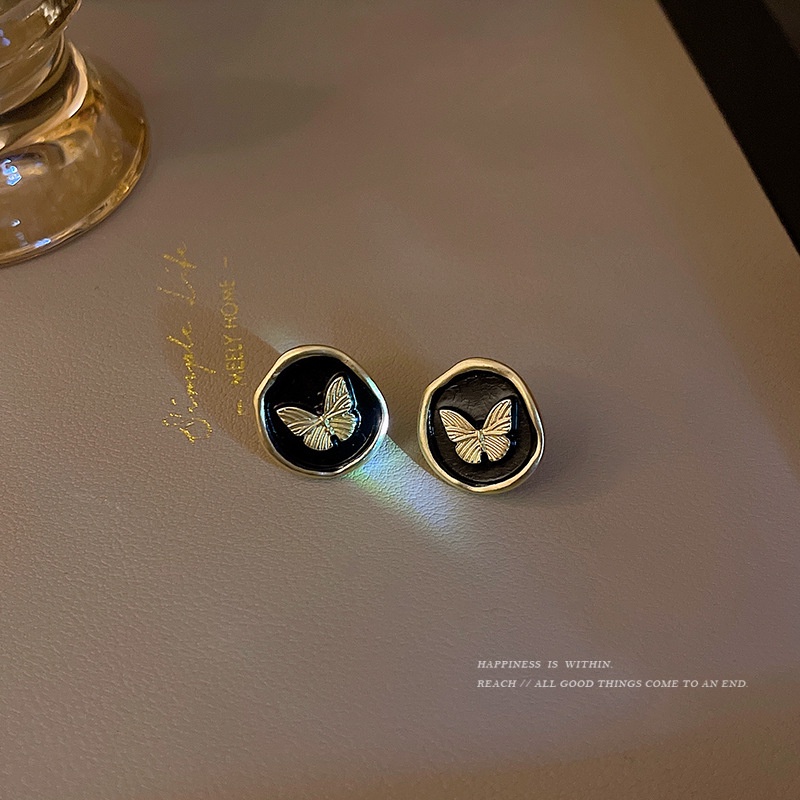 Anting Vintage Butterfly Earring Anting Bulat Tidak Teratur Untuk Wanita Aksesoris Fashion