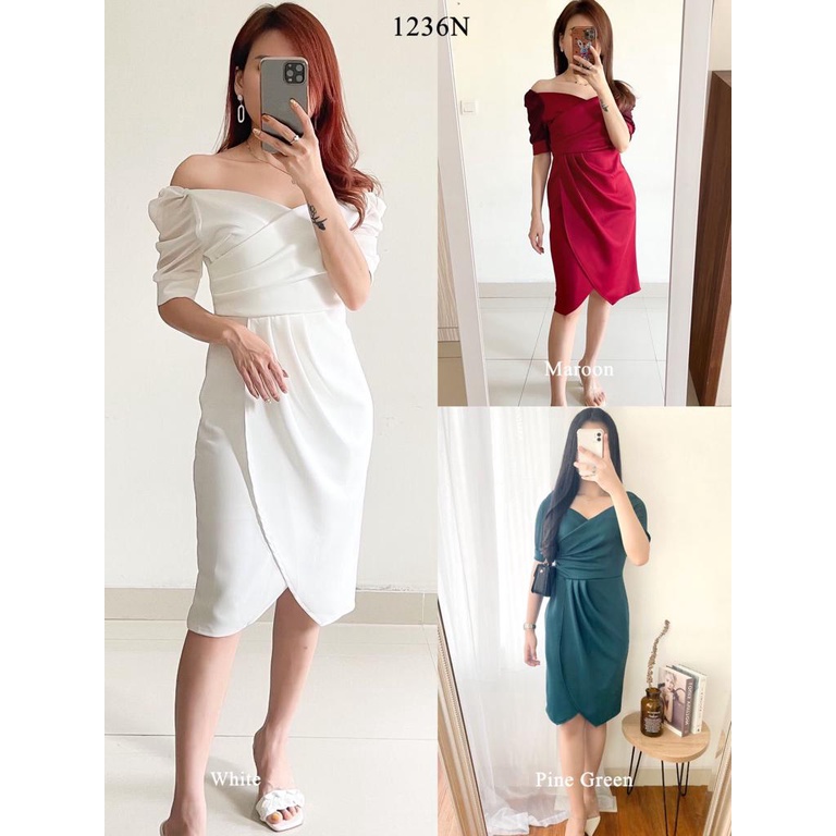 BEELE DRESS MINI DRESS SABRINA LENGAN PENDEK DRESS GEREJA NATALAN CASUAL FORMAL PARTY IMPORT HIGH QU