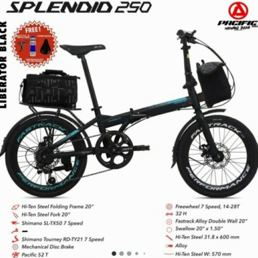 Sepeda Lipat 20 Inch PACIFIC SPLENDID 250 Shimano 7 Speed