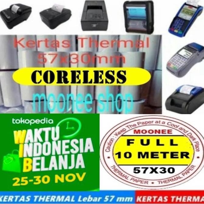 

KERTAS THERMAL 57 X 30 / 57X30 / 58 X 30 / 58X30 MM POLOS PER 1 HITAM
