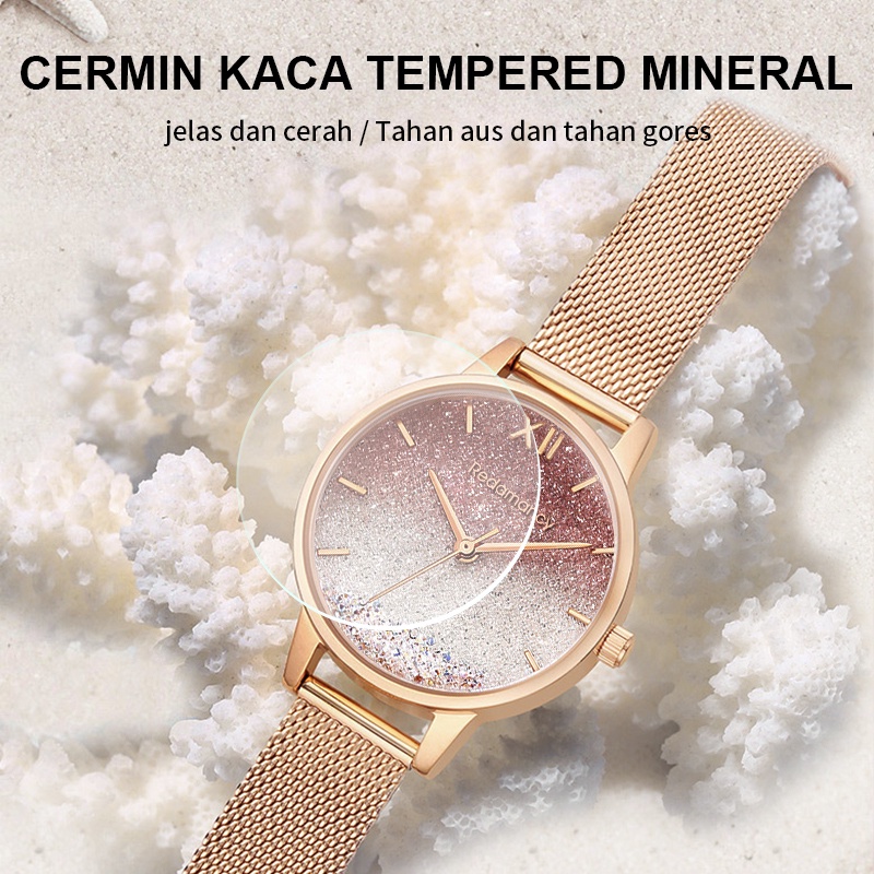 Redamancy Original Jam Tangan Wanita Kecil Anti Air Analog Fashion Kasual Jam Tangan Tali Kulit