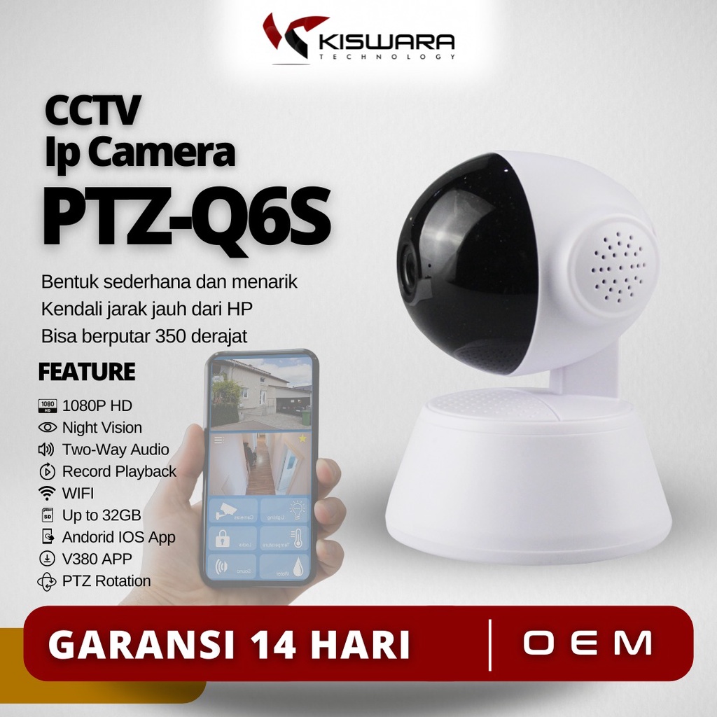 PTZ CCTV MURAH Wifi Smart Camera Q6S 720P aplikasi V380 PRO