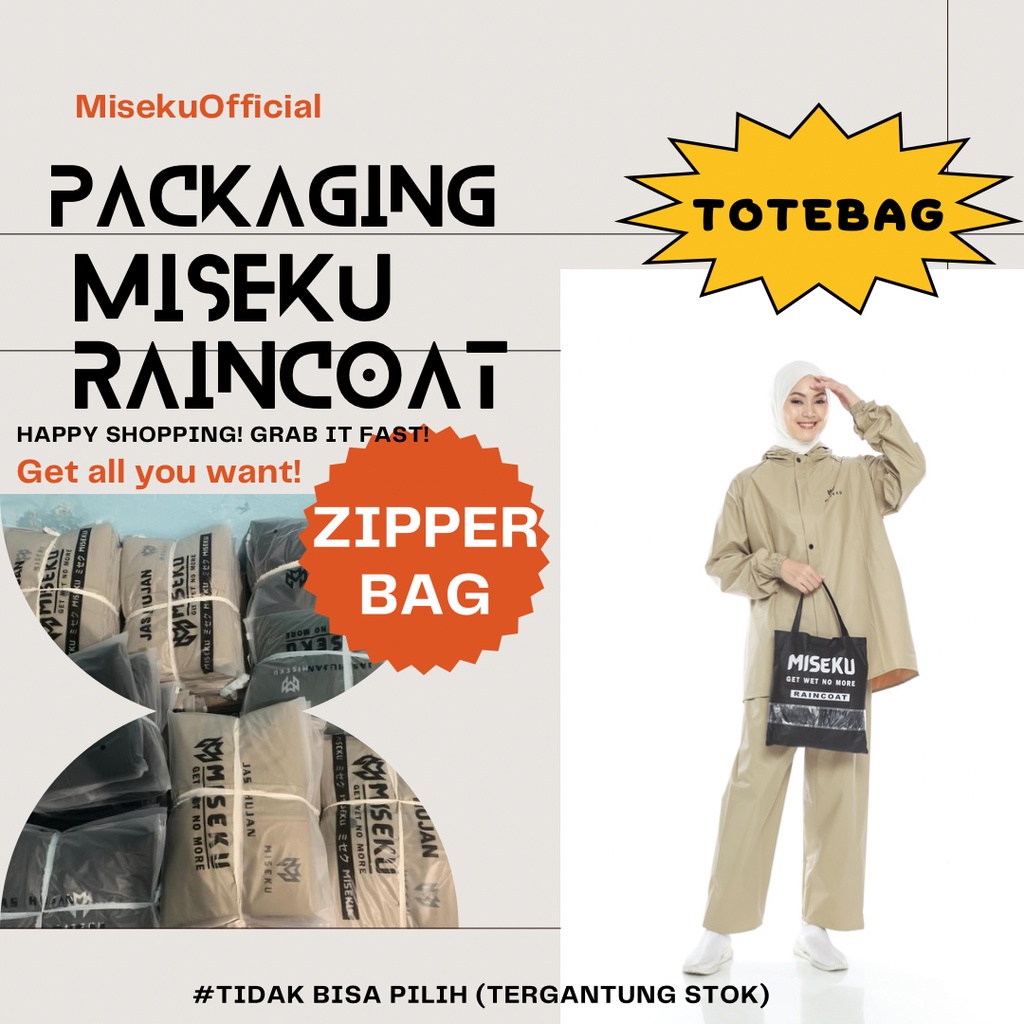 JAS HUJAN, RAINCOAT Pria Wanita Terbaik By MISEKU Anti Rembes Mocca