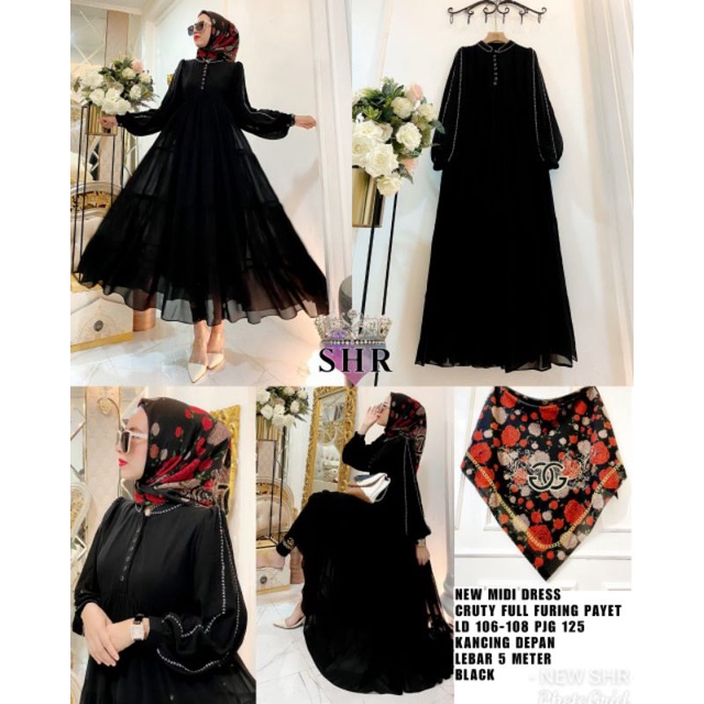 MIDI DRESS CERUTY SWARO 100% ORI SHR