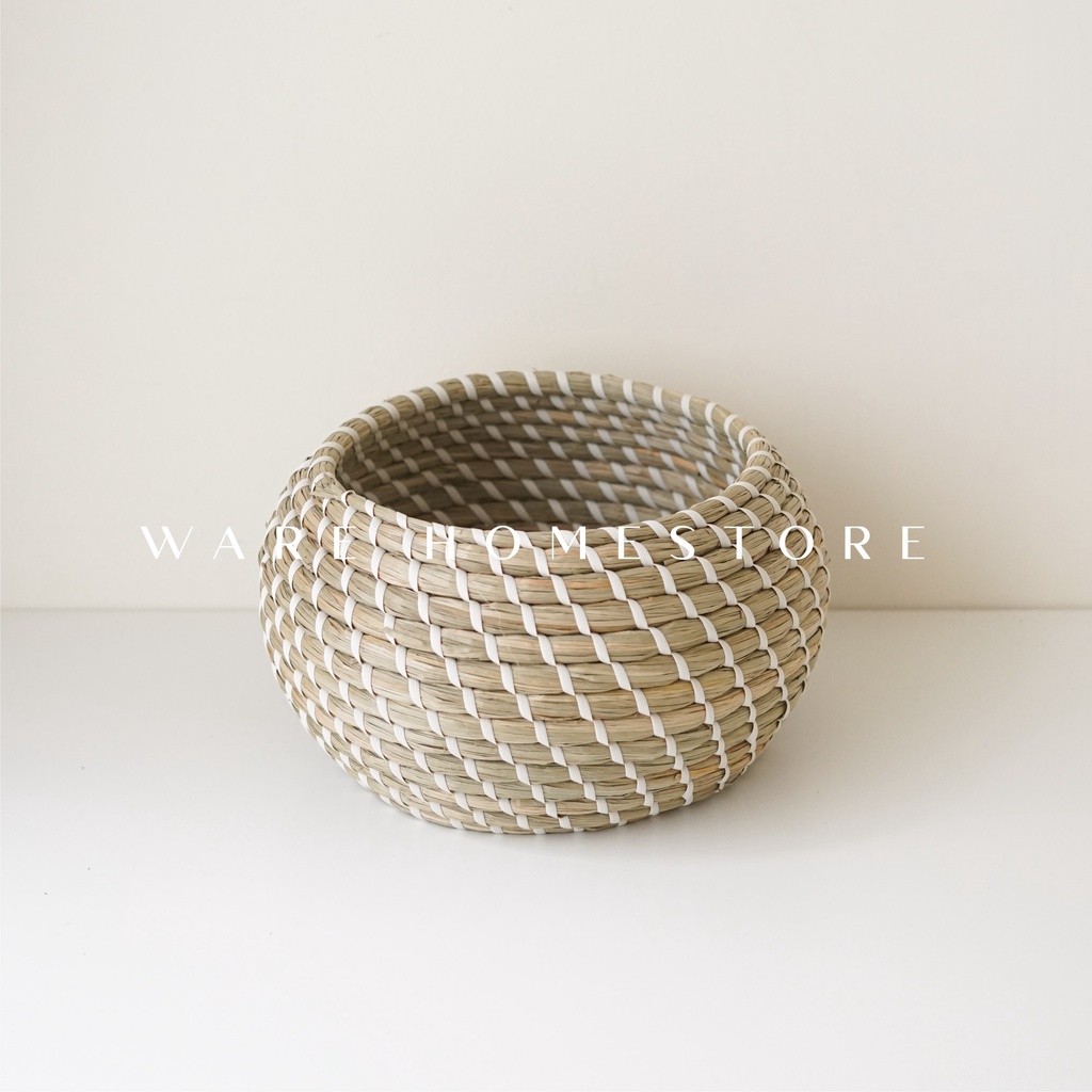 WARE HOMESTORE Keranjang Bulat Mendong / Basket Mendong / Keranjang Tanaman / Pot Planter - Keranjan