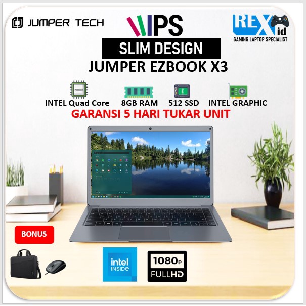 Laptop SEKOLAH KANTOR JUMPER EZBOOK X3 8GB 512SSD